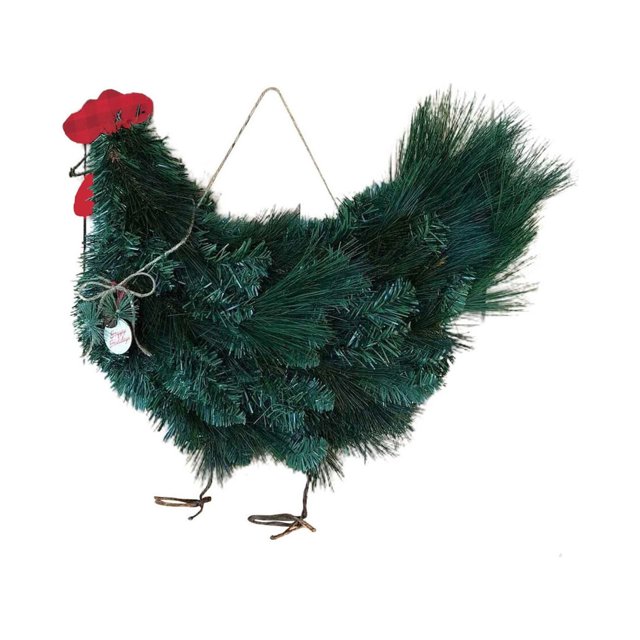 Teissuly 11 Inch Rooster Wreath Artificial Branch Leaf Wreath Front Door, Seasonal Handmade Wreath Wall Door Hanging Christmas Wreath for Home Outdoor Garden Teissuly WER202309201400