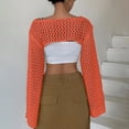 thumbnail image 4 of Yesfashion Womens Cropped Sweater Crochet Knit Crop Tops See Through Y2k Knit Sweater Beach Cover Ups, 4 of 5