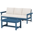 thumbnail image 3 of JUSTLET 2 Pieces HDPE Patio Furniture Set, Outdoor Patio Conversation Sets with Thick Cushion, 3-Seater Couch, 1 Coffee Table for Balcony, Backyard, Poolside,Porch, Navy Frame with Khaki Cushion, 3 of 8