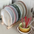 thumbnail image 3 of Vertical Wooden Dish Drying Rack 6 Grids Pine Wood Dish Drying Rack with Stable Base for Cups Cutting Boards, 3 of 5
