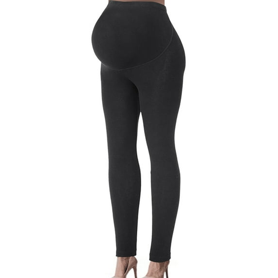 Black Maternity Over Belly Capri Leggings Soft Solid Stretch Seamless Tights Pants
