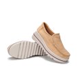 thumbnail image 4 of Ruiatoo Women Platform Loafers Slip On Comfort Suede Wedge Shoes Low Top Moccasins Khaki 37, 4 of 6