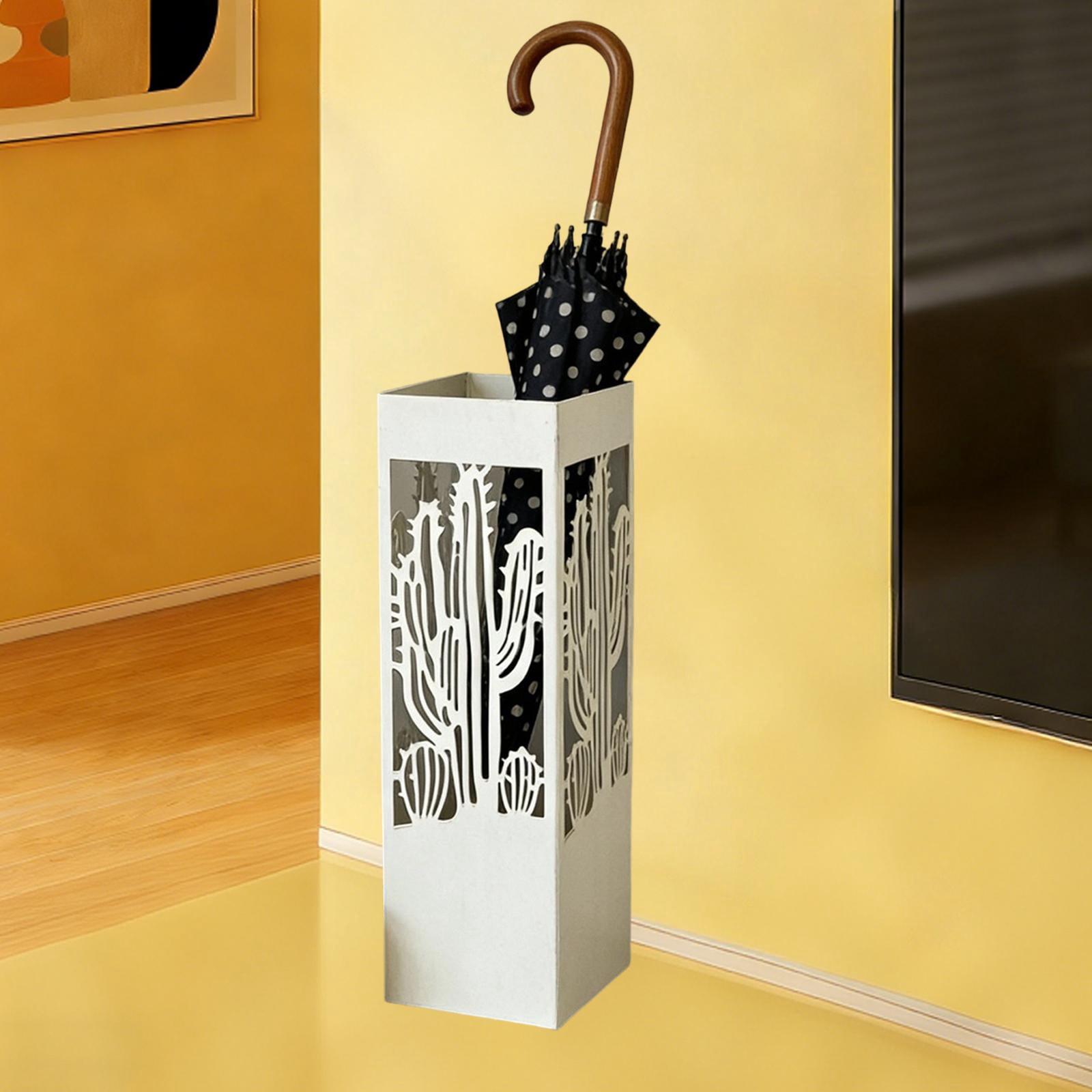 Fiocias Iron Umbrella Stand Modern Rectangular Holder Entryway Organizer Durable Storage