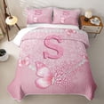 thumbnail image 2 of meiyoeat Pink Glitter Butterfly Monogrammed S Twin Quilt Set for Girls, Sparkle Floral Initial Letter Twin Coverlet Set, 2-Piece 1 Bedspread and 1 Pillowcase, 2 of 7