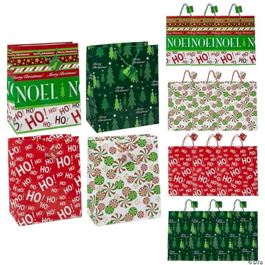 Large Christmas Gift Bags with Tags - Party Supplies - 12 Pieces