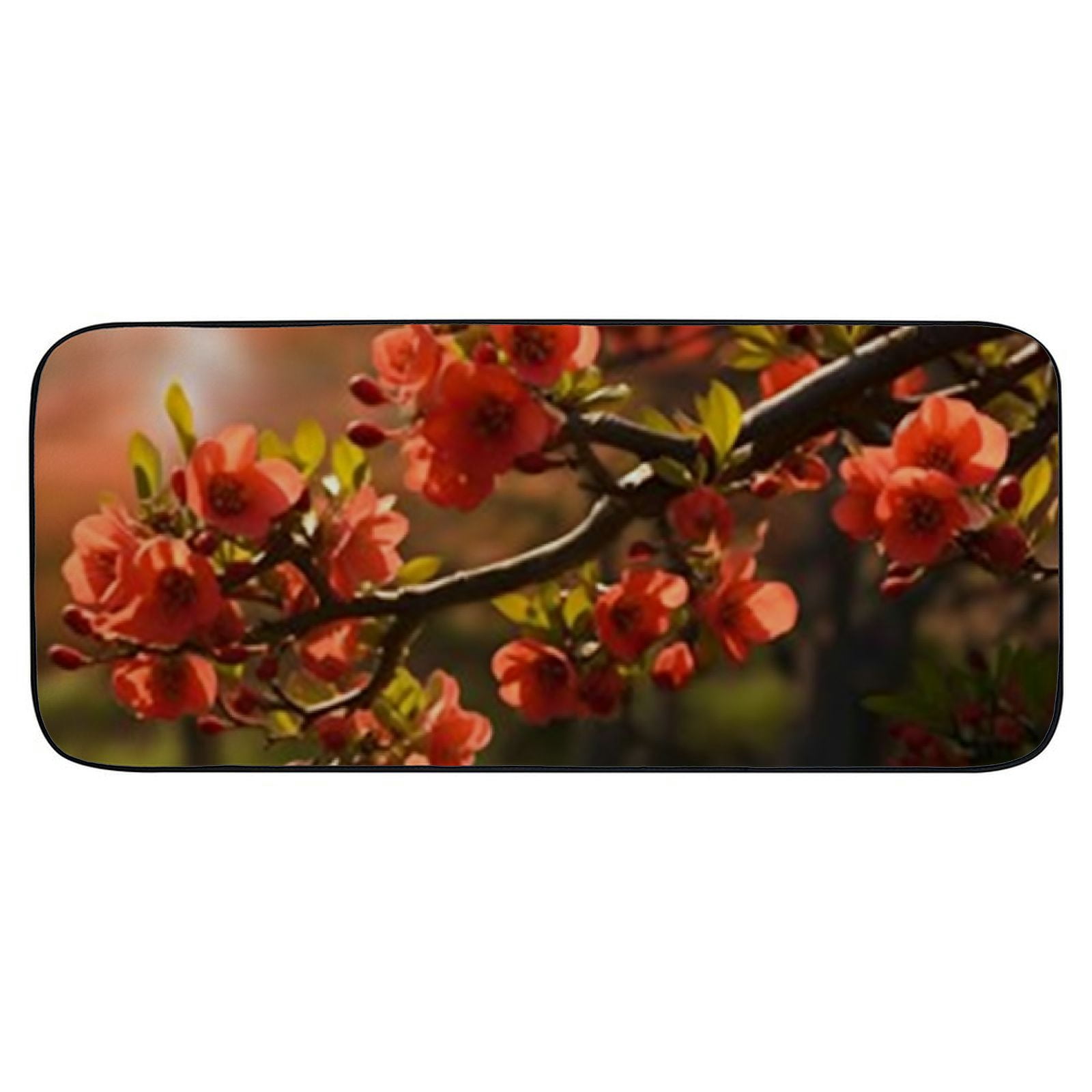 PHYHOO Decorative Door Mat, Door Mat with Non-Slip Rubber Backing, Easy Cleaning, Traps Dirt, Rug for Entry, Patio, Garage - A Flowering Cotoneaster Red Flowers Spring 19.68*47.24 in
