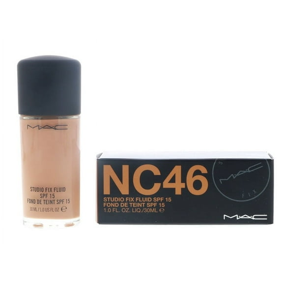 MAC COSMETICS STUDIO FOUNDATION 1.0 OZ NC46 MAC COSMETICS/STUDIO FIX FLUID SPF 15 (NC46) 1.0 OZ (30 ML) DEEP BRONZED WITH NEUTRAL FOR DARK SKIN (NEUTRAL-COOL)