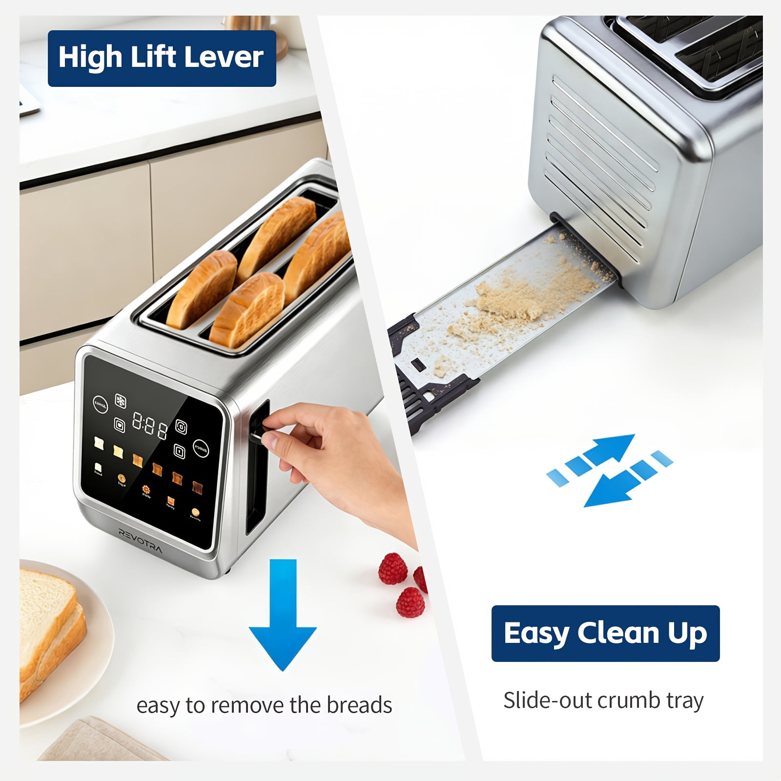 4-Slice Long Slot Toaster with LED Touchscreen, Extra-Wide Slots, Stainless Steel