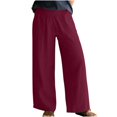 thumbnail image 1 of Pantalons en Coton et Lin pour Femmes Large Large Taille avec Poches, 1 of 7