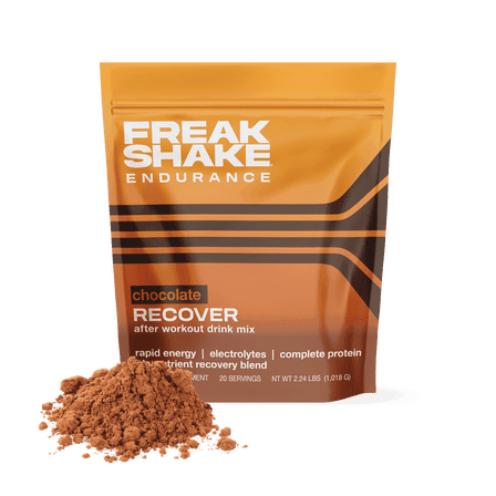 Freak Shake Endurance Rapid Recovery Chocolate Drink Mix- Electrolytes & Protein with Adaptogenic Flavonoids for muscle recovery & cardio gain- 20 Servings