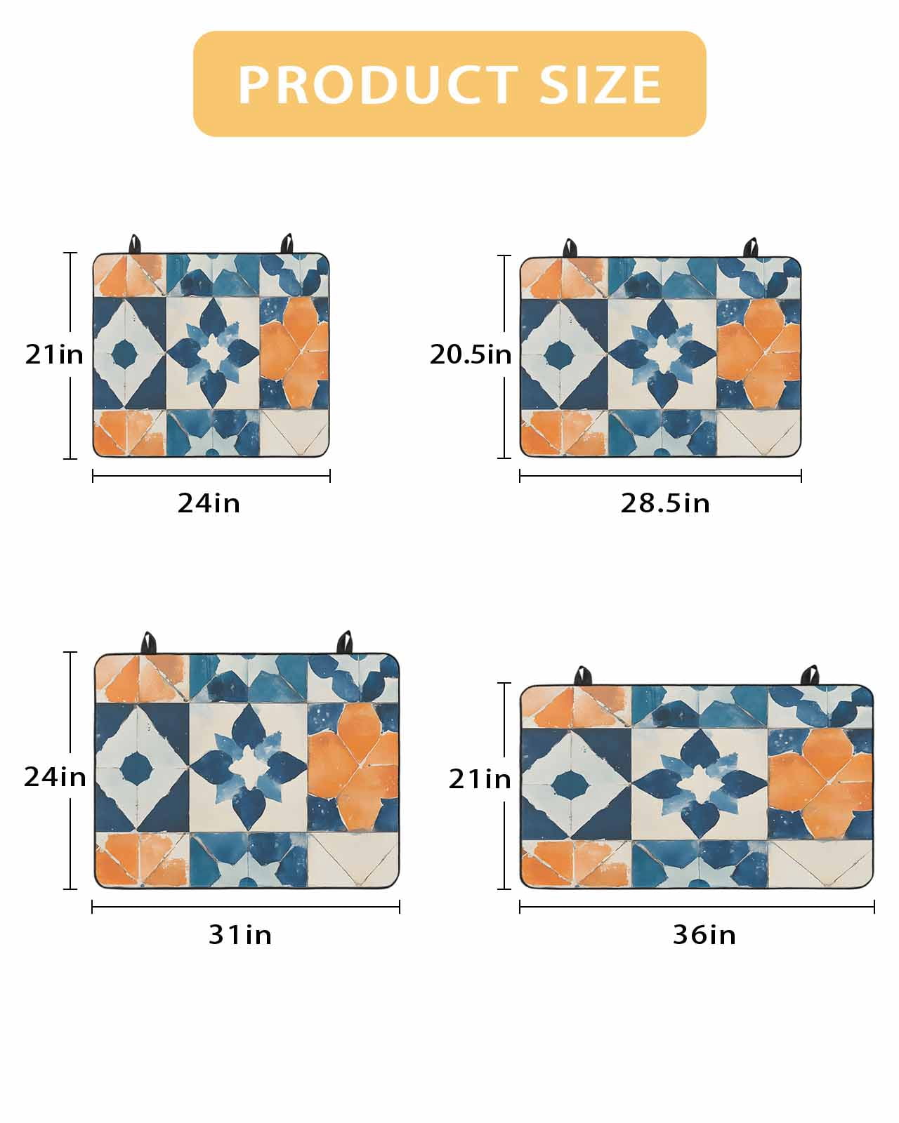 nqOlkjepod Large Induction Cooktop Protector Mat 24"x21", Abstract Blue Stove Top Covers for Electric Stove, Orange Color Block Retro Watercolor Boho Stove Burner Cover Mats, Glass Top Stove Cover