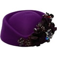 thumbnail image 3 of Doomiva Womens Vintage Flower Pillbox Hats Ladies Church Derby Fascinator Hat Purple One Size, 3 of 6