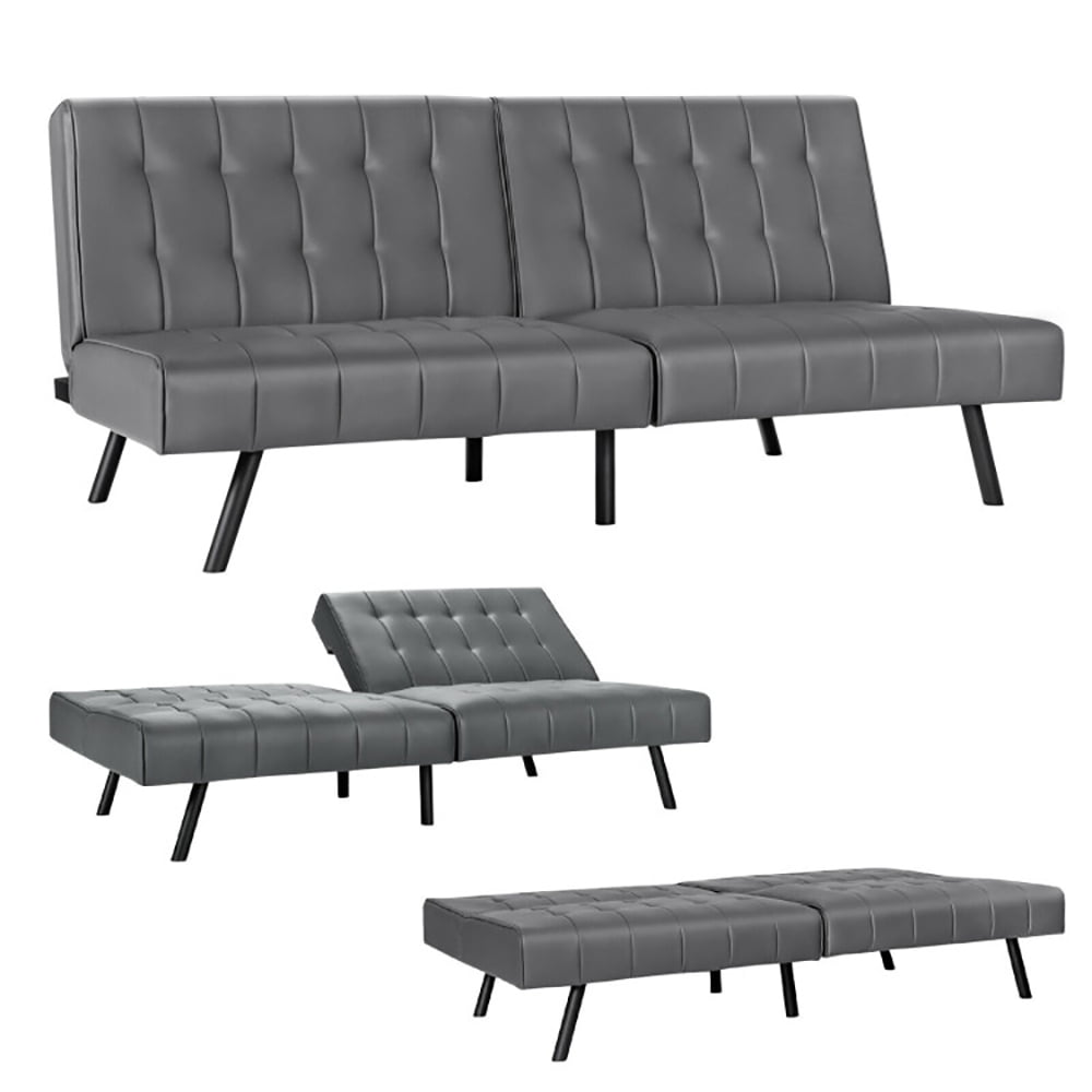 Finihen Folding PU Leather Sofa Couch, Futon Sofa Bed, PU Leather Convertible Folding Couch Sleeper Lounge, for Living Room, Bedroom, Gray Finihen Folding PU Leather Sofa Couch, Futon Sofa Bed, PU Leather Convertible Folding Couch Sleeper Lounge, for Living Room, Bedroom, Gray