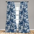 thumbnail image 2 of Hibiscus Pattern Window Curtains, Romantic Themed Winter Vibes Floral Design Boho Artwork, Lightweight Decor 2-Panel Set with Rod Pocket, Pair of - 28"x63", Dark Sky Blue and Off White, by Ambesonne, 2 of 3