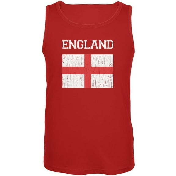World Cup Distressed Flag England Red Adult Tank Top - X-Large