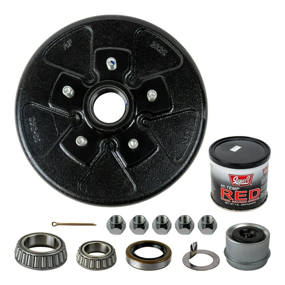 3.5k Trailer Axle Hub and Drum Assembly with Grease - 5 Lug, 5x4.5 Bolt Pattern