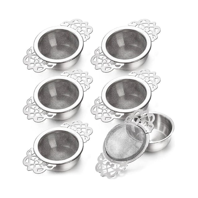 6 paquetes de coladores de té con cuenco de goteo, filtros de té de 2,5 pulgadas para té de hojas sueltas, malla de acero inoxidable Te