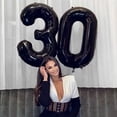 thumbnail image 4 of Globos de aluminio con número negro para fiesta de cumpleaños de adultos, decoraciones de 32 pulgadas para fiesta de bebé, suministros de Globos de aire, 4 of 7