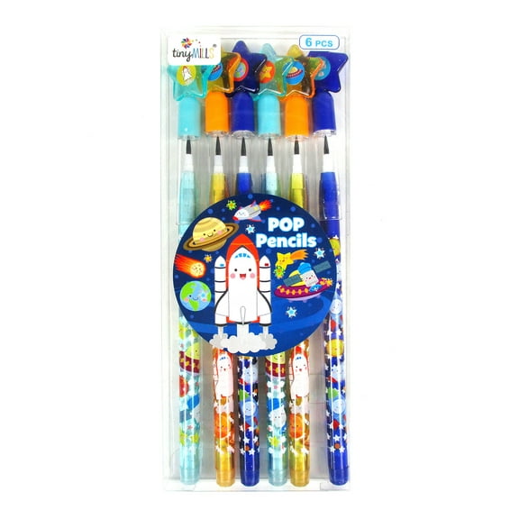 Outer Space Rockets Stackable Point Pencils - Set of 6