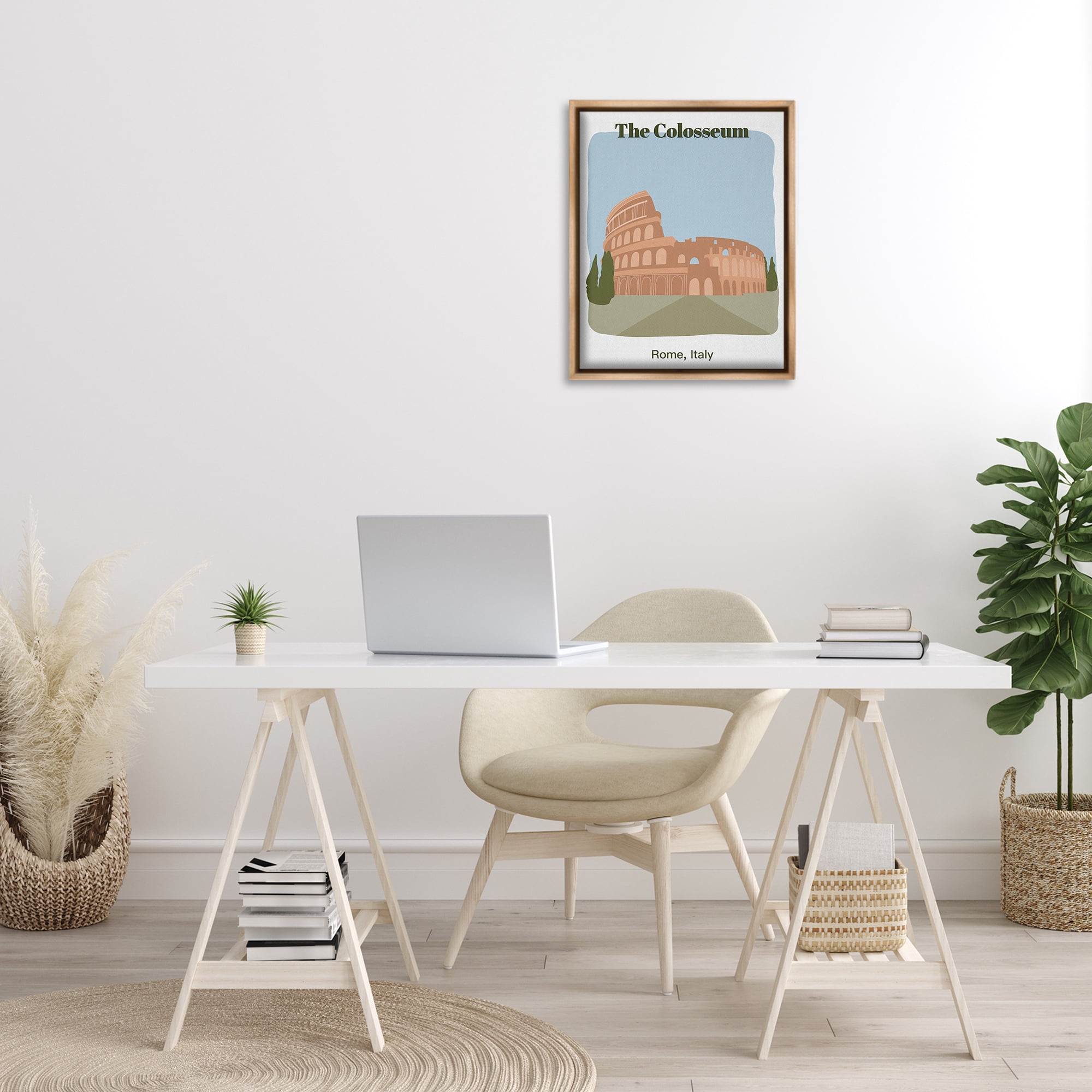 Stupell Industries The Colosseum Architecture Town & City Painting Brown Floater Framed Art Print Wall Art, 17 x 21