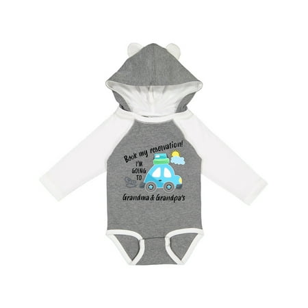 

Inktastic Book My Reservation! I m Going to Grandma and Grandpa s Gift Baby Boy or Baby Girl Long Sleeve Bodysuit