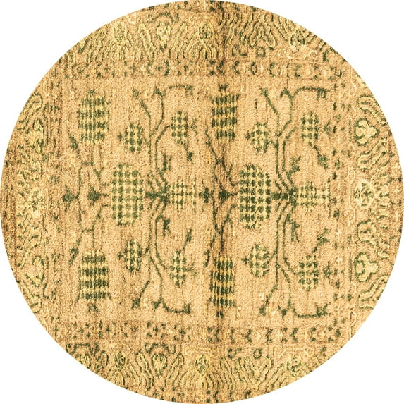 Ahgly Company Indoor Round Oriental Brown Traditional Area Rugs, 5' Round