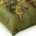 thumbnail image 3 of Throw Pillow Cover, Olive Green Pillow Cases, Butterfly Theme Sequins and Beaded Pillows Cover, Pillow Covers 14x14 inch (35x35 cm), Square Silk Pillow Covers, Floral - Butterfly Envy, 3 of 5