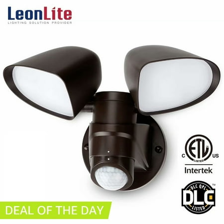 Leonlite 16w Dual Head Led Outdoor Security Light Lights With Motion Activated Flood For Yard Porch Garden Garage Attic