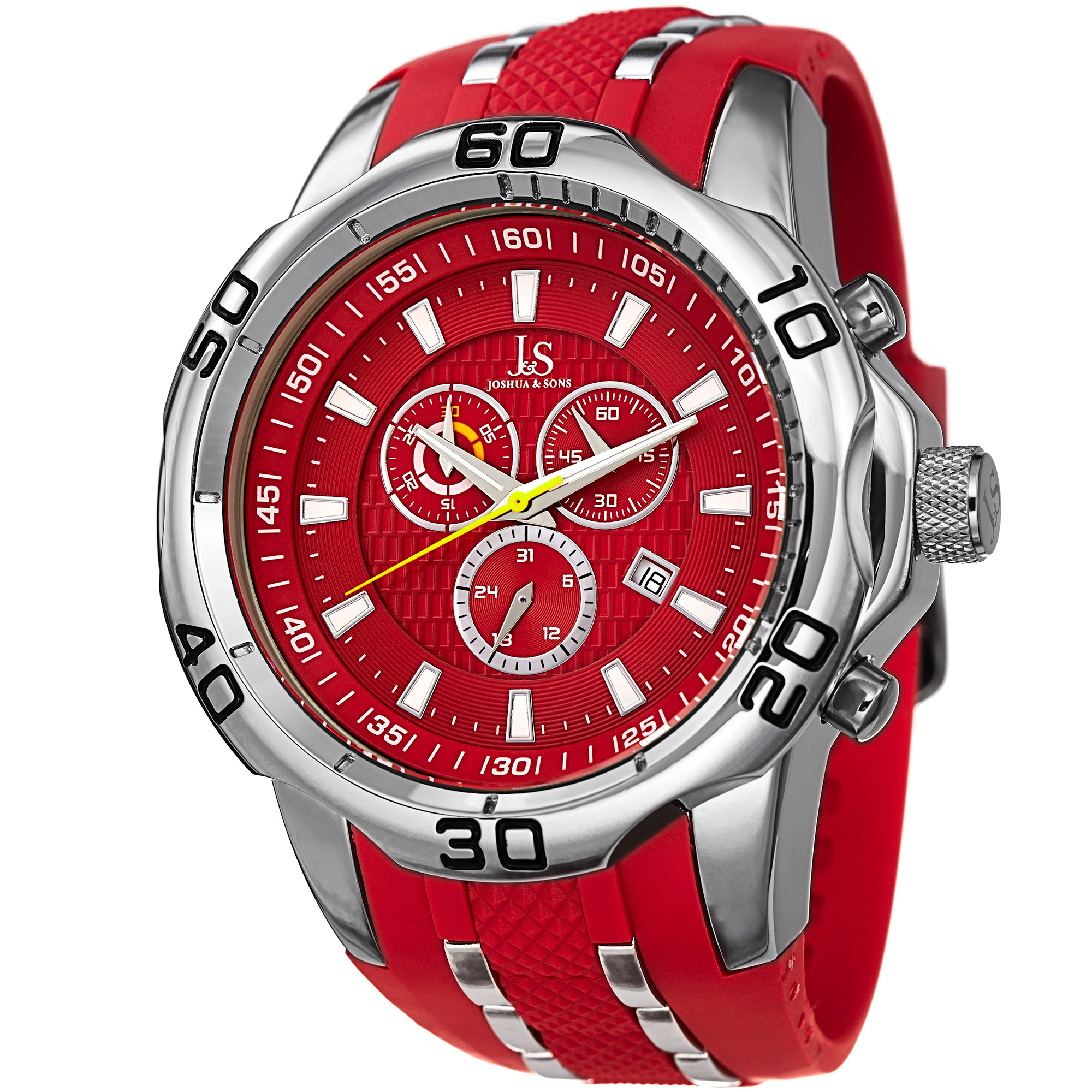 Joshua & Sons Bold Swiss Quartz Chronograph Date Silicone Strap Watch