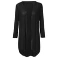 thumbnail image 5 of Ediodpoh Women's Solid Thin Transparent Mesh Cardigan for Women Three Quarter Sleeve Mid Length Shawl Coat Black XXL, 5 of 6