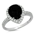 thumbnail image 5 of 2.38 ct Pear Cut Natural Onyx with Simulated Diamond Halo Accents 14K White Gold Womens Engagement Ring, 5 of 6