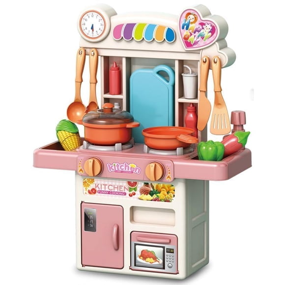 Cocina de juguete para niños R REVA 33 piezas con luz, sonido y agua