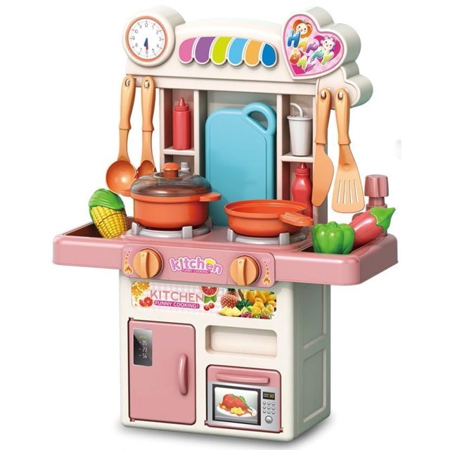 Cocina de juguete para niños R REVA 33 piezas con luz, sonido y agua