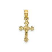 FJC Finejewelers 10 kt Yellow Gold Mini Crucifix W/ Fancy Tips Charm 17 x 8 mm