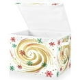 thumbnail image 2 of IAUYY 42*32*30cm Storage Bin with Lid Storage Boxes with Handles,300D Oxford Fabric+Hollow Board Applicable to Clothes Storage Office Storage,A Shining Snowflakes, 2 of 6