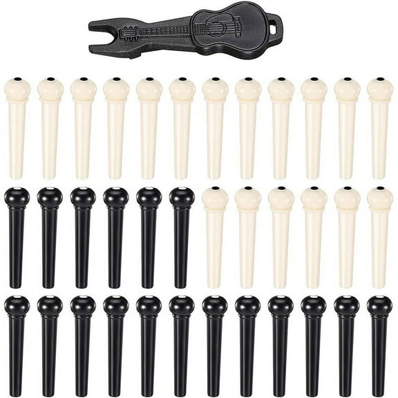 36 Pieces Acoustic Guitar Bridge Pins Pegs in white and Black with 1 Piece Bridge Pin Puller Remover in Guitar