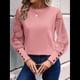 thumbnail image 5 of Top de Cuello Redondo con Encaje Bordado y Larga en Color Liso para Mujer Rosa XL, 5 of 8