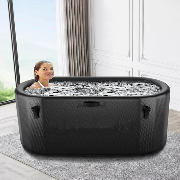 Ataucjin Ice Bath Tub for Athletes, Compatible With Water Chillers, 155Gallon Inflatable Cold Plunge Tub With Insulated Lid, Portable Cold Water Therapy Plunge Tub Ice Pod for Rvery