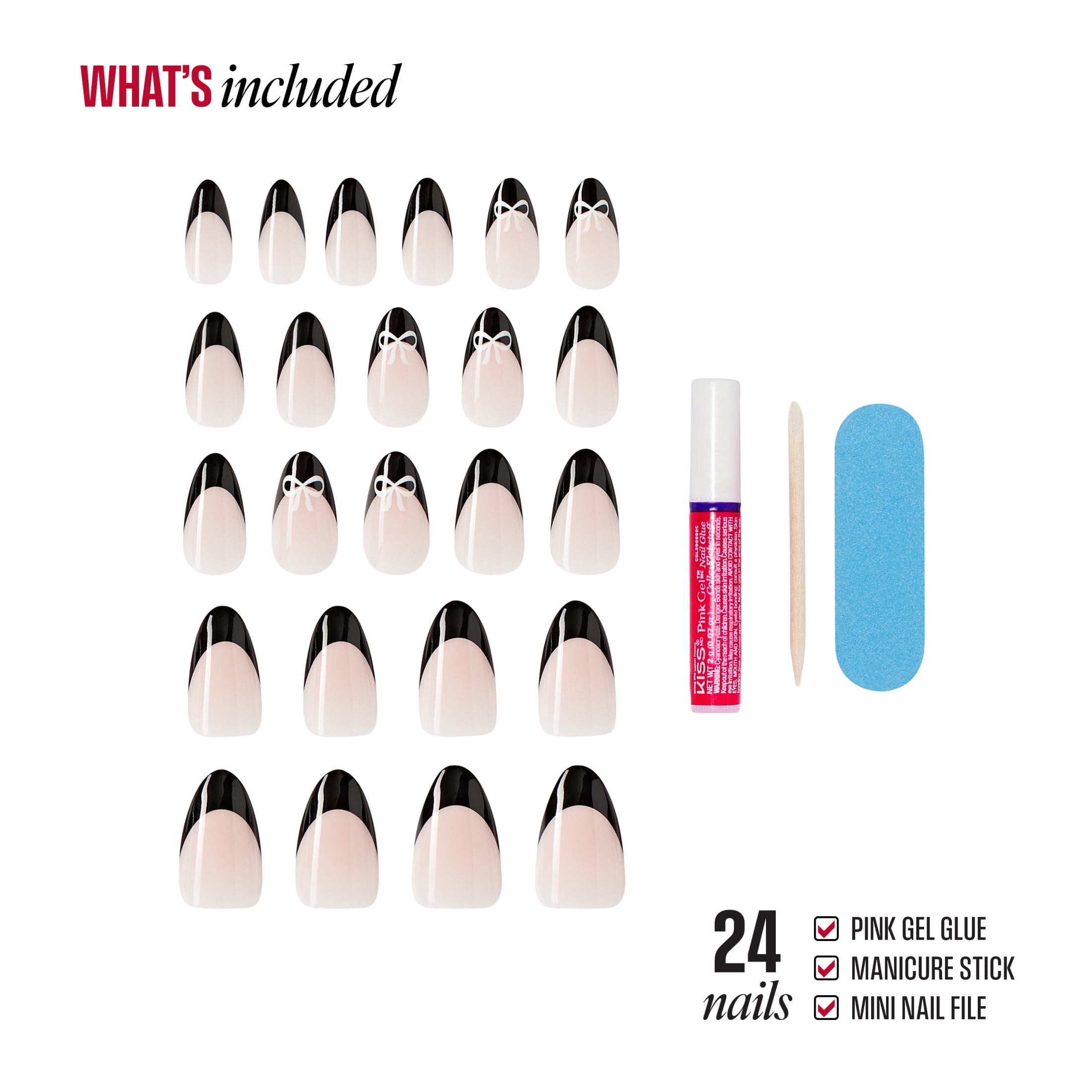 Broadway by Kiss Press On Nails Almond, ‘Me Shine’, White, Medium, 24 Count
