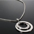 thumbnail image 3 of Femmes Mode Double Cercles Strass Incrusté Longue Chaîne Collier Bijoux Cadeau, 3 of 8