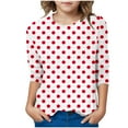 thumbnail image 5 of OGLCCG 3/4 Length Sleeve Girls Tops Casual Loose Fit Crewneck T Shirts Polka Dot Printing Three Quarter Length Tunic Tops 3-12 Years, 5 of 5