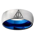 thumbnail image 2 of Deathly Hallows 8MM Dome Gray and Blue Tungsten Carbide Ring, 2 of 2