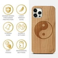 thumbnail image 4 of Case Yard Wooden Case Outside Soft TPU Silicone, Slim Fit Shockproof Wood Protective Phone Cover for Girls Boys Men and Women, Supports Wireless Charging Yin Yang Design case for iPhone-11-Pro, 4 of 7