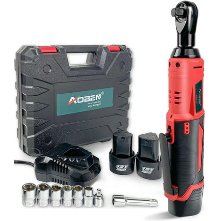 

Cordless Electric Ratchet Wrench Set AOBEN 3/8 12V Power Ratchet Tool Kit With 2 Packs 2000mAh Lithium-Ion Battery And Charger