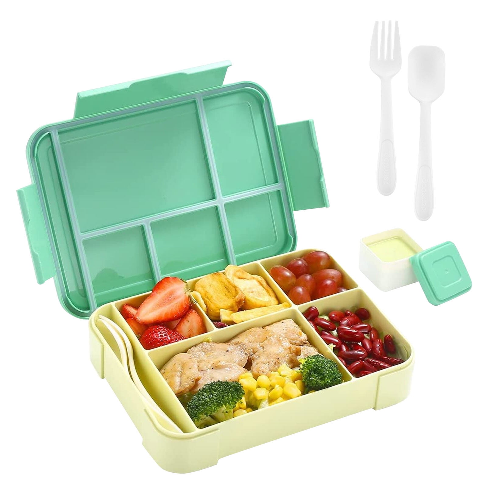 Bento Box for Kids 1330ml Leakproof Lunch Box 5 Compartments Plastic