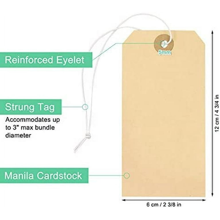 Strung Manila Tags (Parcel Labels) - White - 60mm x 120mm