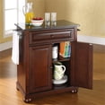 thumbnail image 6 of ALEXANDRIA SOLID BLACK GRANITE TOP PORTABLE KITCHEN ISLAND IN VINTAGE MAHOGANY FINISH, 6 of 7