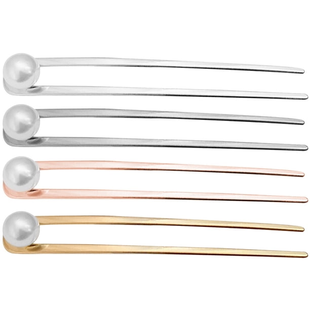 4 horquillas de metal para el pelo, horquillas de perla para el pelo, horquillas para el pelo, soporte para moño, herramienta para peinar el cabello