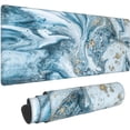 thumbnail image 3 of Extended Blue Gold Marble Gaming Mouse Pad XXL with Stitched Edges, Long Large Full Keyboard Desktop Mat XL Protector for Office Laptop Computer PC（31.5x11.8x0.12in）, 3 of 6