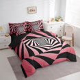thumbnail image 3 of Erosebridal Abstract Spiral Bed in a Bag Queen Size,3D Geometric Swirls Bed Set,Gradient Pink Black Stripes Bedding Queen Size,Super Cozy Princess Room Decorative Reversible,7pcs, 3 of 6
